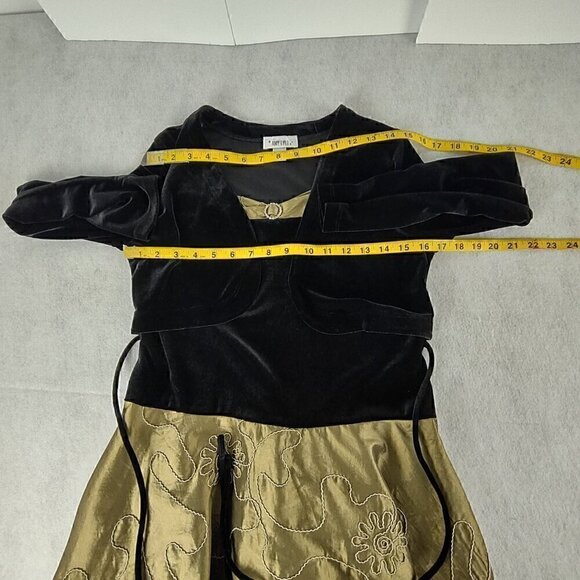 Amy's Closet Young Adult Black Gold Velvet Top, Faux Sweater Satin Dress Size 16 - Picture 7 of 10